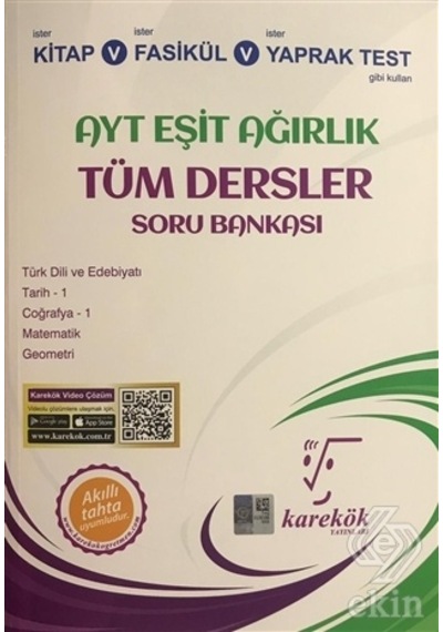 AYT Eşit Ağırlık Tüm Dersler Soru Bankası- Karekök Eğitim Yayın