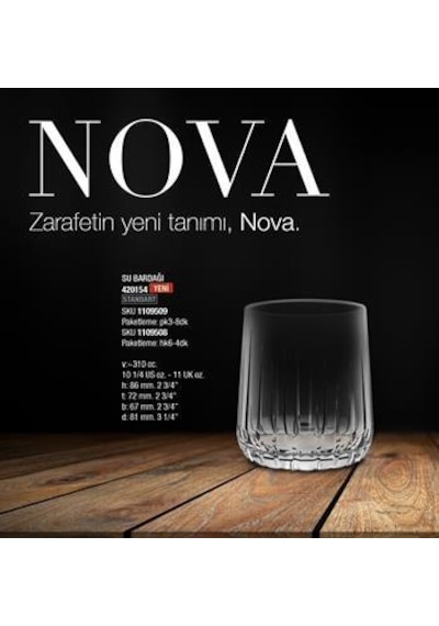 Paşabahçe 420154 Nova Bardak 310 CC 3'lü