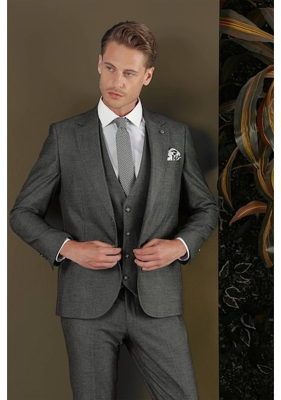 Efor Tk 876 Slim Fit Füme Klasik Takım Elbise Füme
