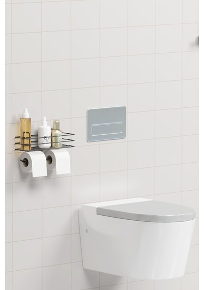 Zabata 7 Parça Yapışkanlı Full Banyo Seti Duş Rafı Havluluk Tuvalet Kağıtlık Sabunluk Diş Fırçalık Siyah