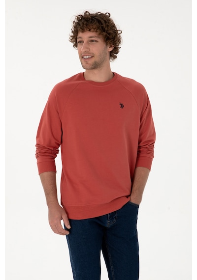 U.S. Polo Assn. Erkek Regular Fit Bisiklet Yaka Gül Kurusu İnce Basic Sweatshirt 50313752-VR026