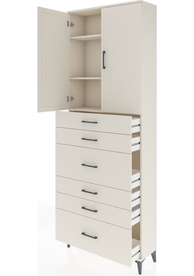 Arges Dolap 3 Raflı 6 Çekmeceli 2 Kapaklı 88x30x243 Aytaşı-ay... Aytaşı