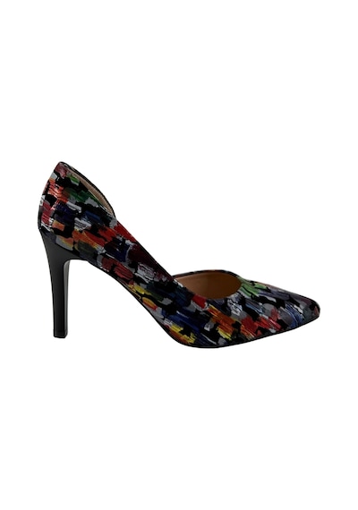 Hobby 27448 Baskılı Deri Stiletto Kadın Ayakkabı Siyah Baskılı