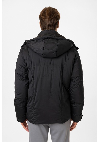 Back And Bond Siyah Regular Fit Kapüşonlu Puffer Mont Çok Renkli