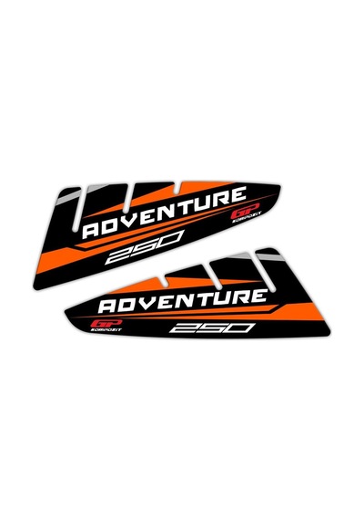 GP Kompozit  KTM 250 Adventure 2020-2024 Uyumlu Tank Pad Seti Siyah-Turuncu