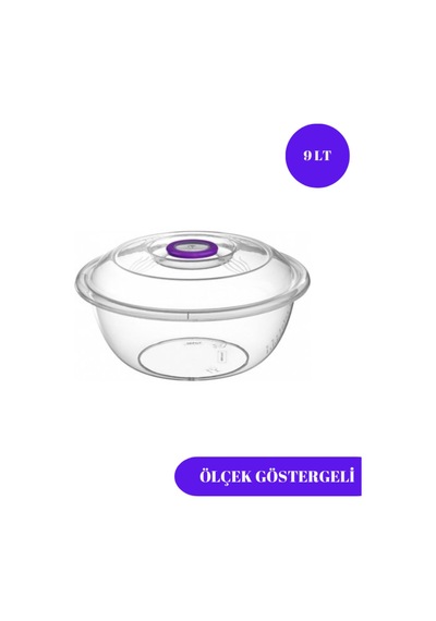 Şeffaf Badya Leğen Kapaklı Ölçek Göstergeli 9 Lt ŞEFFAF