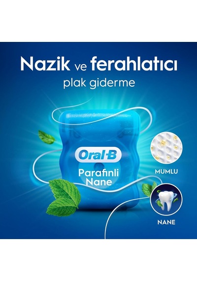 Satin Tape Diş İpi, Plak Temizler, Parafinli Diş İpi, Nane Aroması, 50m