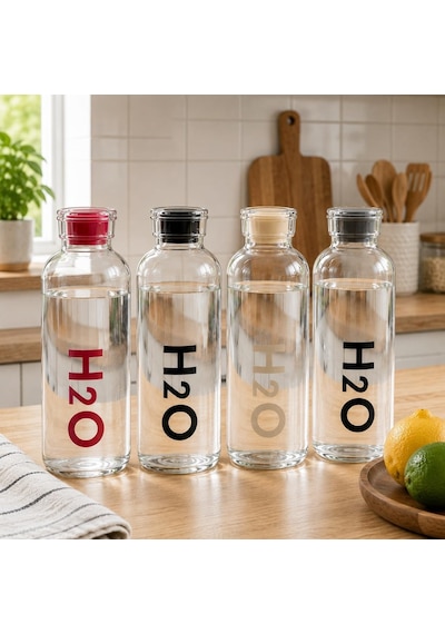 Tr 1000 Ml Renkli Kapaklı Borosilikat Cam Matara Sızdırmaz Çevirmeli Vakumlu Kapaklı Suluk,bpa İçermez, Isıy Diğer