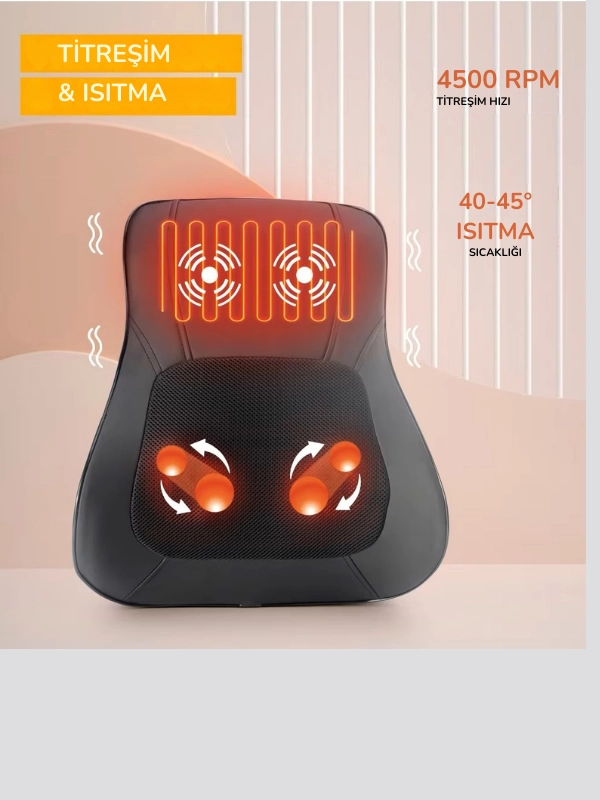 S237 Ovmalı Isıtmalı Taşınabilir Sırt Masaj Aleti Siyah