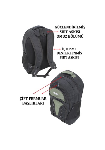 Case Club Polo Club Büyük Boy Sırt Çantası Yarı Dağcı Ve Seyahat Çantası 50 Lt Siyah - Yeşil