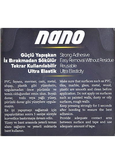 Geseus Nano Çift Taraflı Yıkanıp Tekrar Kullanılabilir Şeffaf Ban