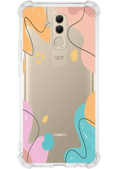Huawei Mate 20 Lite Uyumlu Köşe Korumalı Antişok Kapak Karışık Renkler Tasarımlı Şeffaf Kılıf