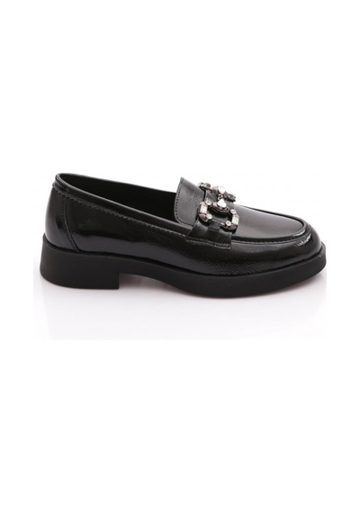 Dgn 9000 Kadın Loafer Ayakkabı Siyah Rugan