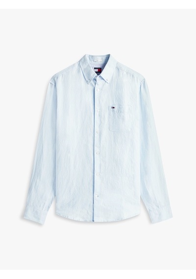 Tommy Hilfiger Tjm Reg Lınen Shırt Erkek Mavi Gömlek - Dm0dm22760