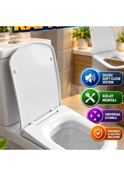 Yavaş Kapanan Universal Klozet Kapağı Sessiz Soft Close Sistem Ve Kolay Montaj Renkli