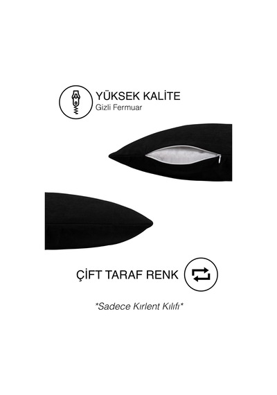 Home Daily Series Siyah Renk Kırlent Yastık Kılıfı Siyah