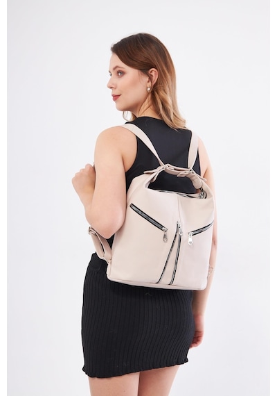 Derinss Leather Derinss Hakiki Deri Kadın Bej Sırt Ve Omuz Çantası Dkb501 001