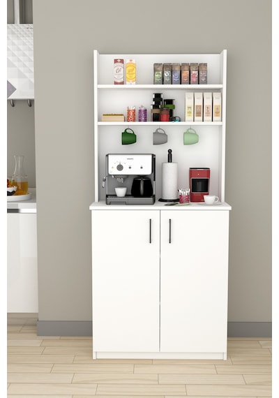 Asra Trend Kahve Köşesi KAHVE01 %100 MDF Çok Amaçlı Mutfak Dolabı Beyaz