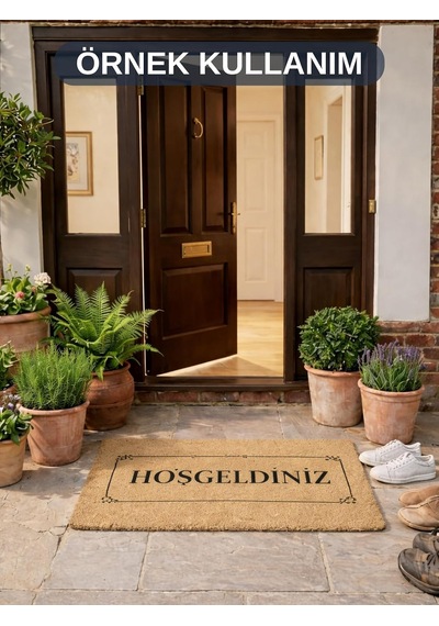 Beylini Hoşgeldiniz Yazılı Desenli Koko Paspas Ev Dış Kapı Giriş Paspası Tpr Kaymaz Taban Modern Su Geçirmez Diğer