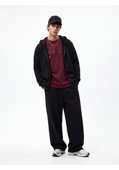 LTB Regular Fit Fermuarlı Kapüşonlu Siyah Sweatshırt