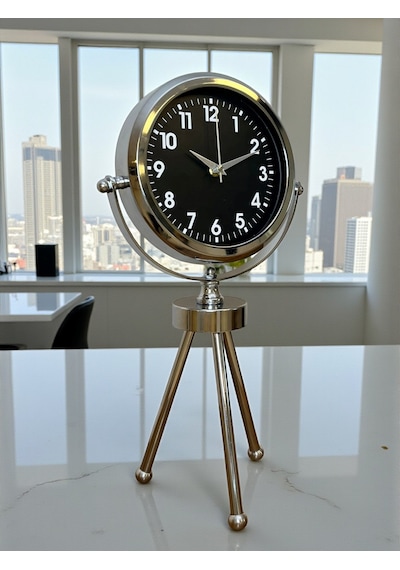 Silver Classic Tasarım Üç Ayaklı Metal Masa Saati Renkli