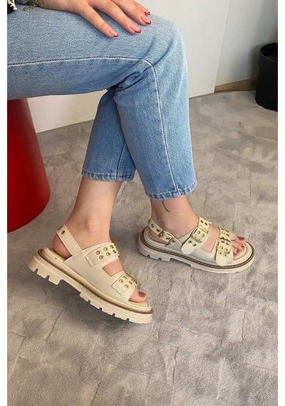 Asmi Shoes Kadın Simya Krem Çift Bantlı Kapsül Detaylı Kalın Taban Ortopedik Sandalet Krem Krem Asmi Shoes Kadın Simya Krem Çift Bantlı Kapsül Detaylı Kalın Taban Ortopedik Sandalet Krem Krem