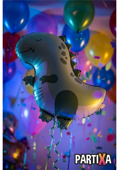 Mat Yeşil Retro Dinozor Folyo Balon 55x54 Cm T-rex Dinozor Temalı Çocuk Doğum Günü Parti Süsü Çok Renkli