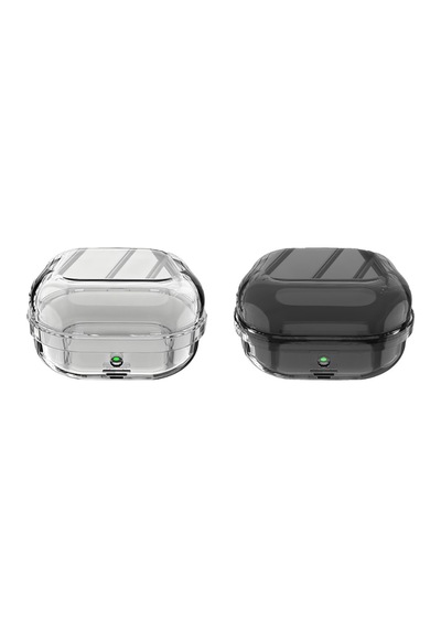 Maks Technology Samsung Galaxy Uyumlu Buds 4 Kılıf Şeffaf Silikon 360 Derece Airbag Darbe Emici Maks Koruyucu Kapak Şeffaf Siyah
