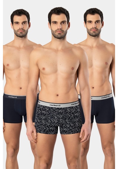 Cacharel Erkek Desenli Likralı Boxer 3'lü Paket 1339/lacivert 7 Lacivert