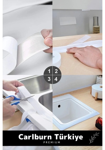 Premium Lavabo Küvet Pvc Su Geçirmez Sızdırmaz Dayanıklı Yağ Kenar Küf Önleyici 3.2m İzolasyon Bant