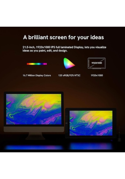 Veıkk Vk2200pro 21.5"ıps Fhd Tam Lamine Ekran 8 Kısayol2 Scroll Tuşlu Sağ Sol El Grafik Tablet-teşhir