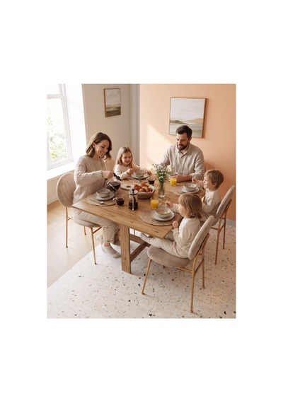Pratik Katlanır Mutfak Yemek Çalışma Masası - 6 Kişilik - %100 Mdf Kahverengi