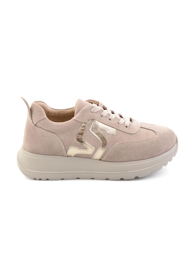 Bambi Bej Süet Hakiki Deri Kadın Sneaker K01753050902