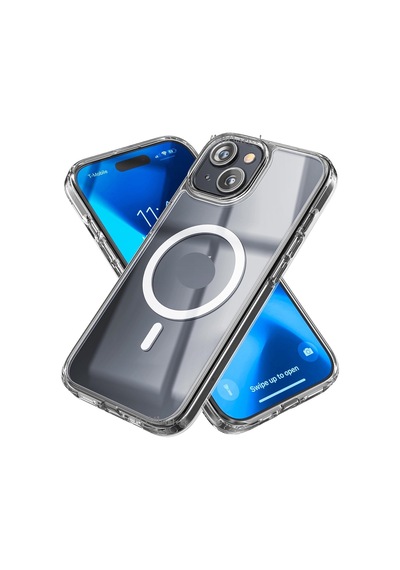 İphone 15 Plus Uyumlu Kılıf Kablosuz Şarj Destekli Sert Silikon Şeffaf Kapak Manyetik Çok Renkli