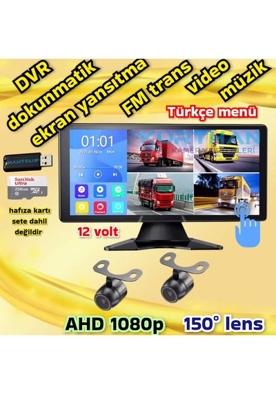 2 Adet 1080p Ahd 150'' Kelebek Kamera Dvr Dokunmatik Ekran Video Müzik 12 Volt