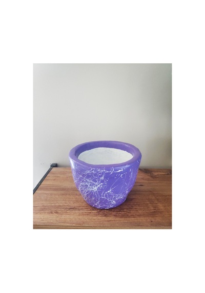 Beton Saksı Sukulent Bonzai Aranjman Teraryum Çiçek Saksısı 17x12,5cm Mor