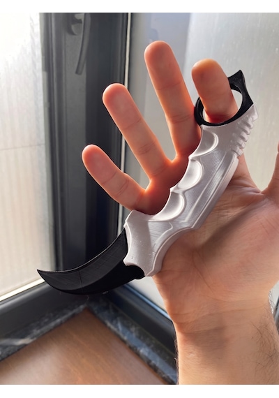 Riva Self 3d Baskı Farklı Renkler Taktiksel Parmak Halkalı Hobi Ve Dekoratif Maket - 16 Cm Siyah-Gümüş