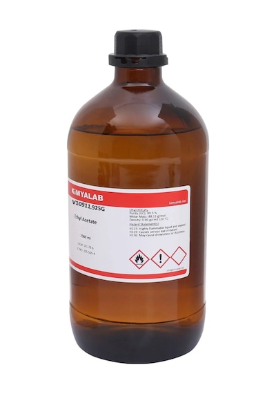 Kimyalab Etil Asetat Cam Şişe Ethyl Acetate Extra Pure 2500 ML