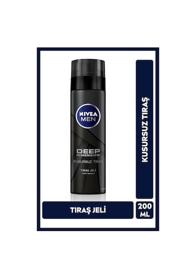 Men Erkek Tıraş Jeli Deep Dimension Aktif Karbon 200ml, Kusursuz Ve Kaygan Tıraş, Sakal Temizleyici