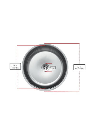 Ege Lux Yuvarlak Tezgahaltı 2.Sınıf 430 Kalite Düz Küçük Kafa Inox Düz