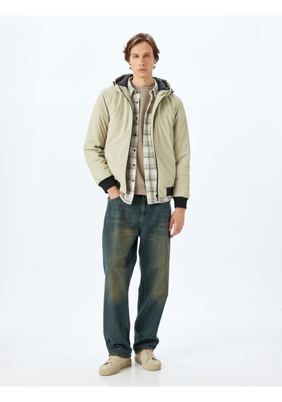 Koton Mevsimlik Ceket Slim Fit Fermuarlı Bej 5wam20067hw Ekru