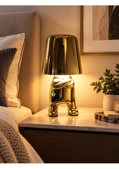 Gold Kolları Çapraz İnsan Figürlü Dekoratif Led Masa Lambası Modern Abajur Gece Lambası