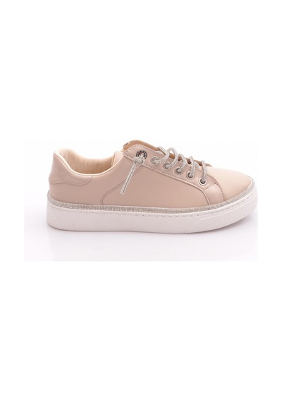 Dgn 2475 Kadin Taş İp Bağcikli Sneaker Ayakkabi Ekru Bej