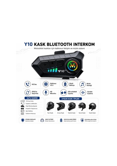 Y10 Kask Bluetooth İntercom Seti