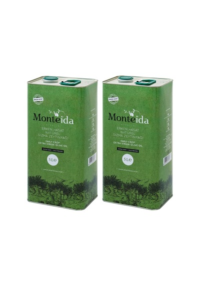 Monteida Erken Hasat Soğuk Sıkım Natürel Sızma Zeytinyağı Teneke 2 x 5 L
