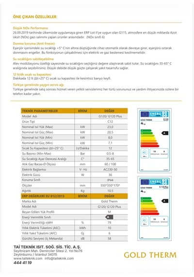Goldterm Gold Therm G120 Hermetik Şofben