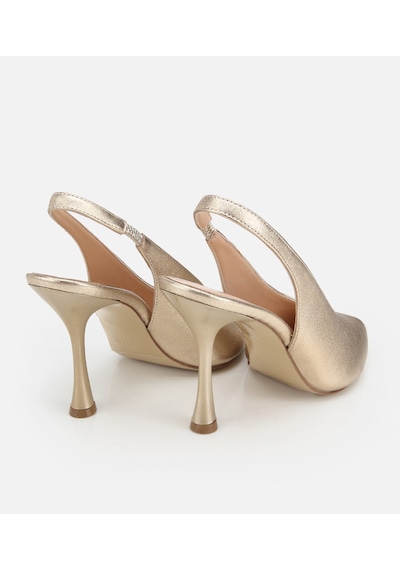 Hotiç Kadın Deri Gold Burnu Açık İnce Topuklu Stiletto Çok Renkli