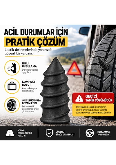 Lastik Tamir Kiti 10'lu Kauçuk Tamir Vidası Otomobil Ve Motosiklet Uyumlu
