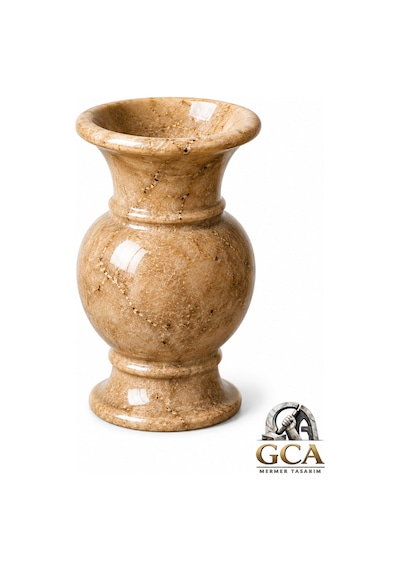 Gca Exclusive Kahverengi Bej Mermer Dekoratif Vazo Bej - 886704888
