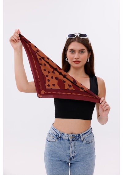 Koyu Bordo Terrazzo - Madrid Model Fular Estascarf Renkli